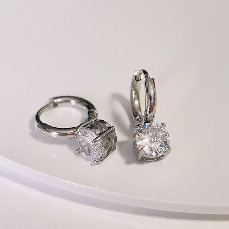 Aretes Plateados Zirconia Acero Inoxidable 1X6