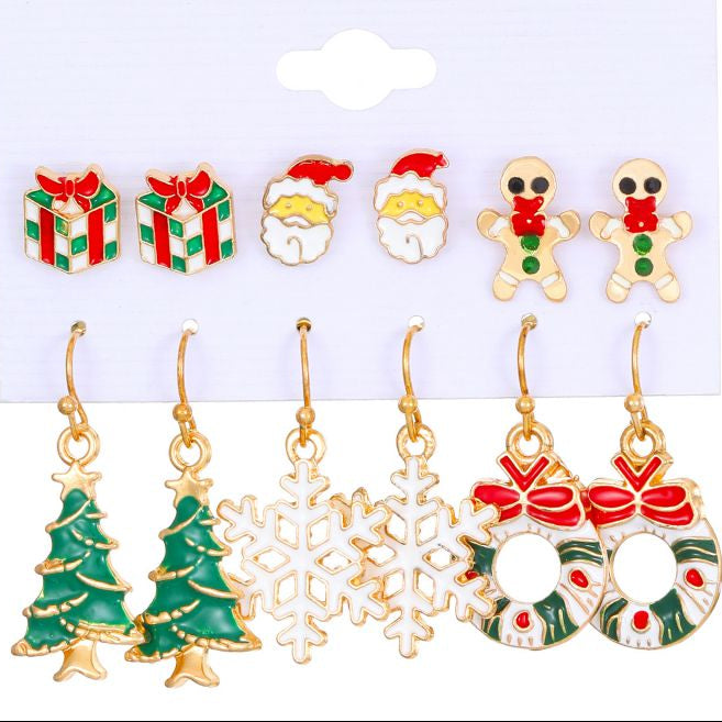Set Aretes 6 Pares Navidad 3G4
