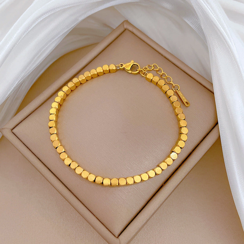 Pulsera Dorada Cubitos Acero Inoxidable 2G4