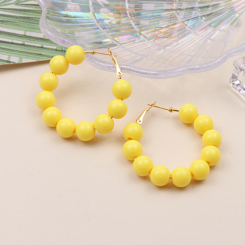 Aretes Arracada de Bolas Amarillas  1L2