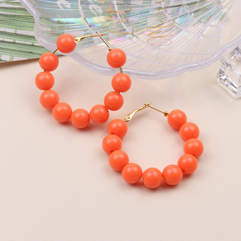 Aretes  Arracada de Bolas Naranja  1j1