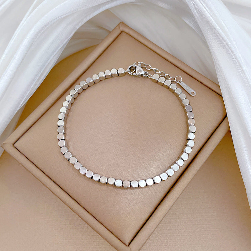 Pulsera Plateada Cubitos Acero Inoxidable 1J6