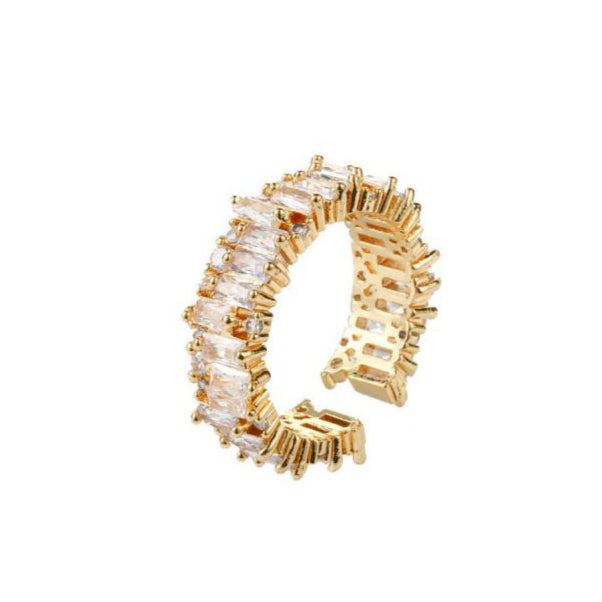 Anillo Dorado Zirconias Ajustable Chapa de Oro 3J4