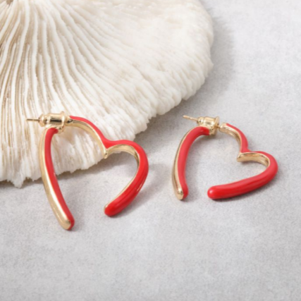 Aretes Corazón Abierto Rojo 2L6