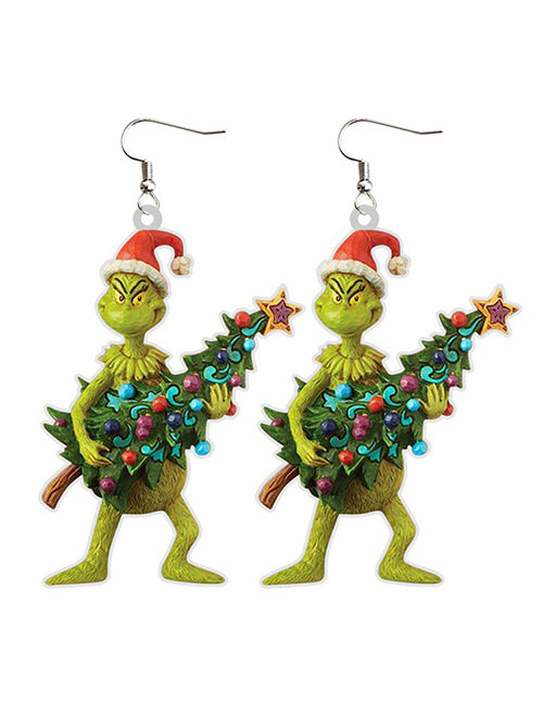 Aretes Grinch y Arbol  Acrílico  3i4