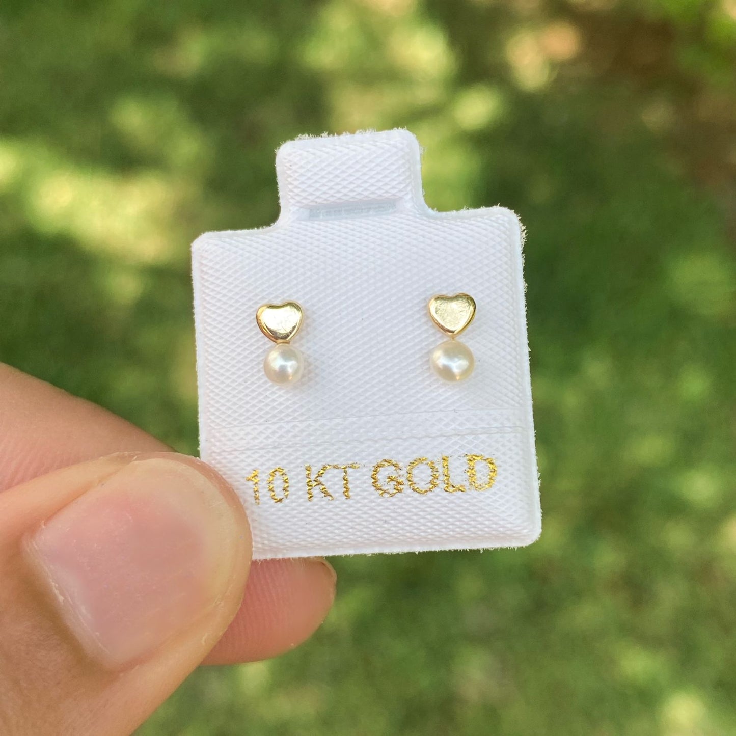 Broqueles Oro 10K Corazón Perla AZ428