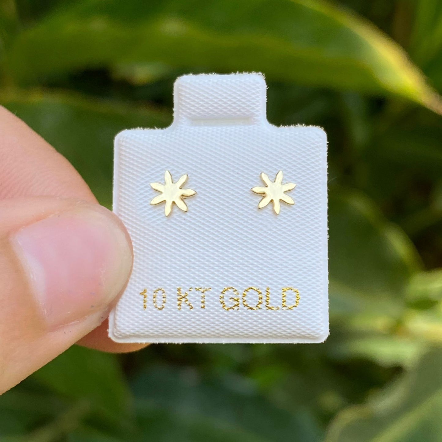 BROQUELES ORO 10K RECTO FLOR AZ436