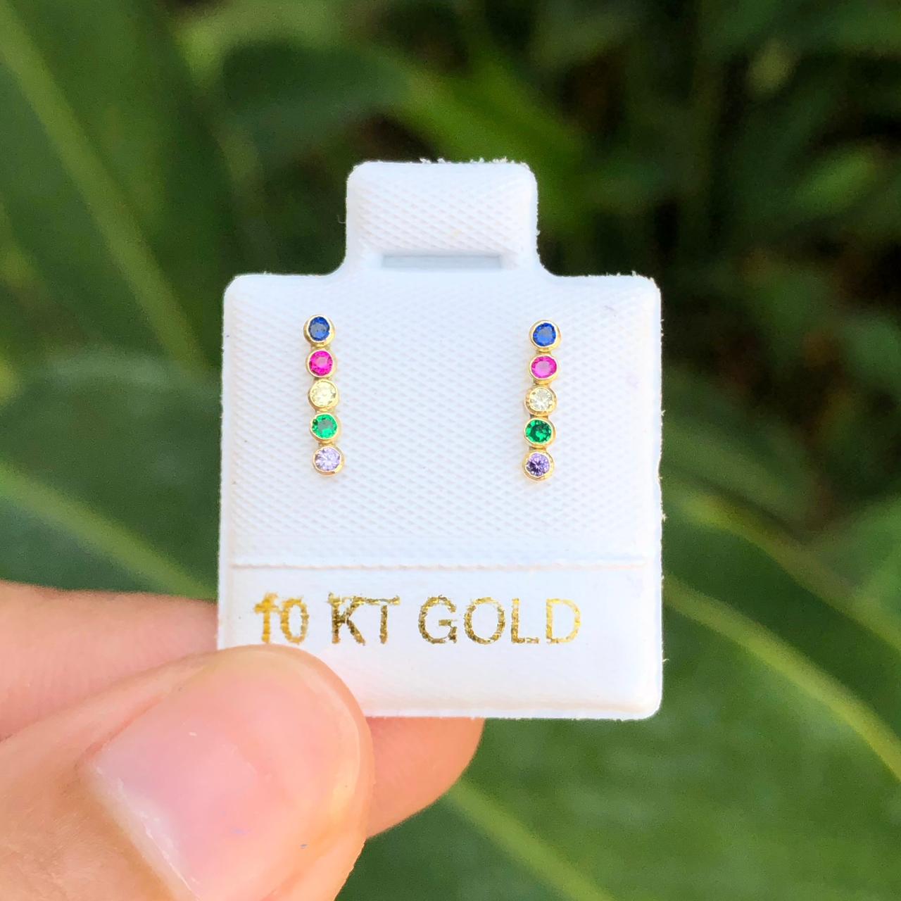 Broqueles Oro 10K Línea Bisel AZ395