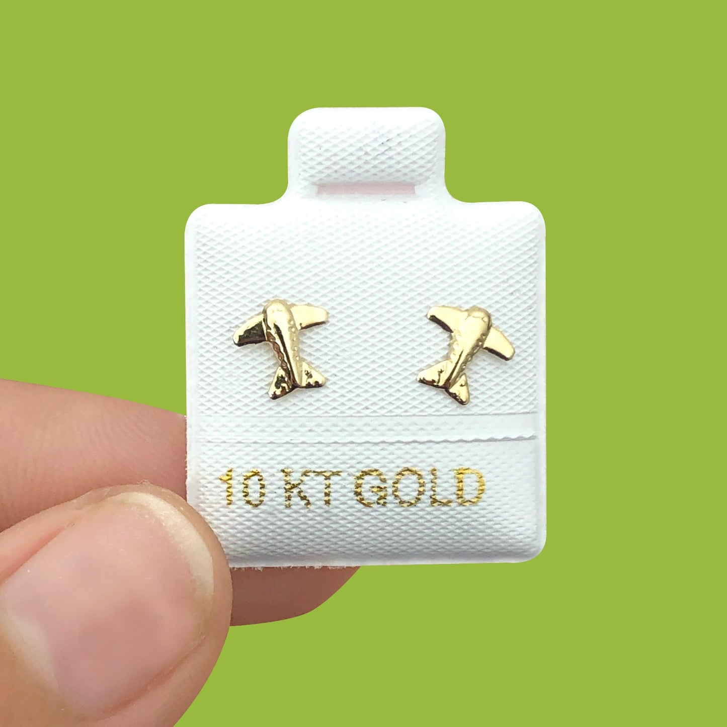 Broqueles Oro 10K Avión AZ404