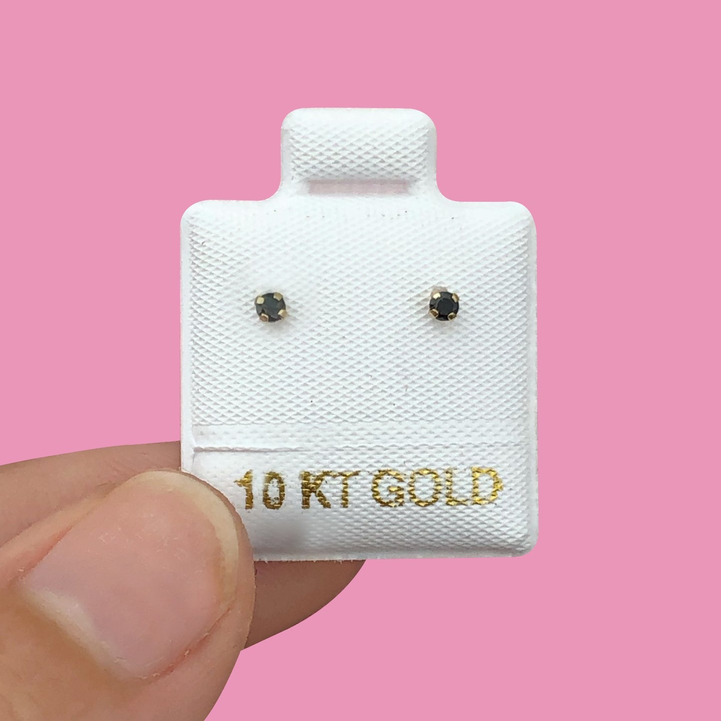 Broqueles Oro 10K Chispa Negra AZ441