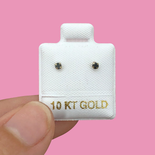 Broqueles Oro 10K Chispa Negra AZ441