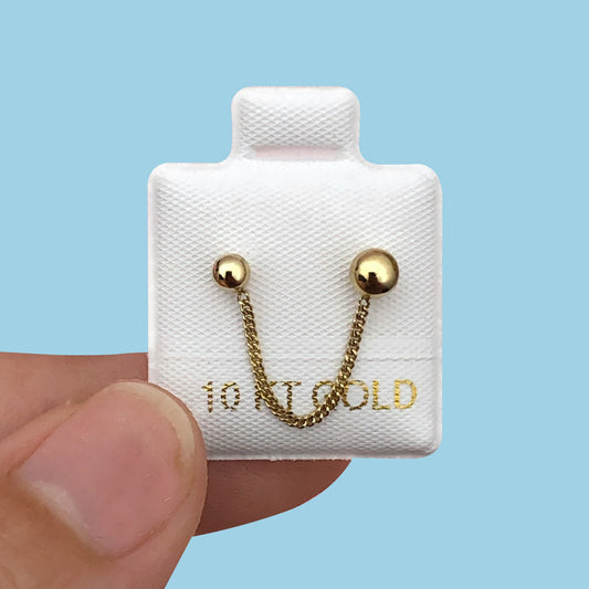 Broquel Oro 10K Cadena Bolitas AZ445