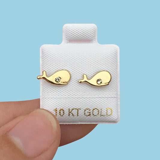 Broqueles Oro 10K Ballena Az352