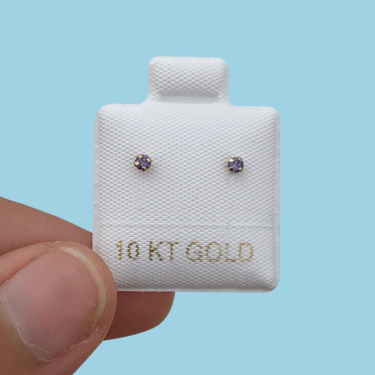 Broqueles Oro 10K Mini Chispa Lila Az447