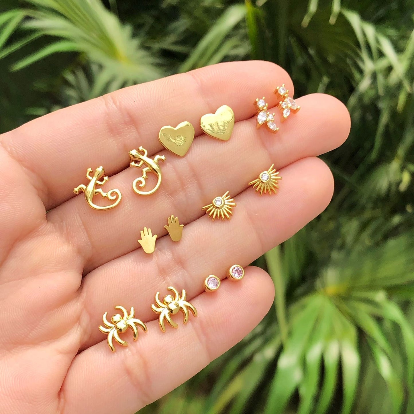 Aretes Araña Chapa de Oro Az83