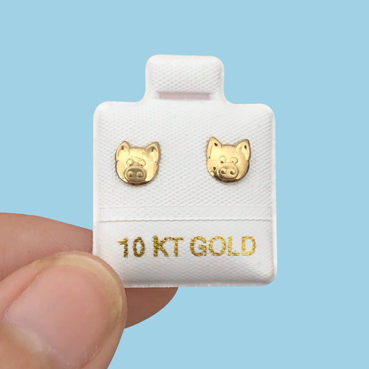 Broqueles Oro 10K Cerdito #3 AZ324