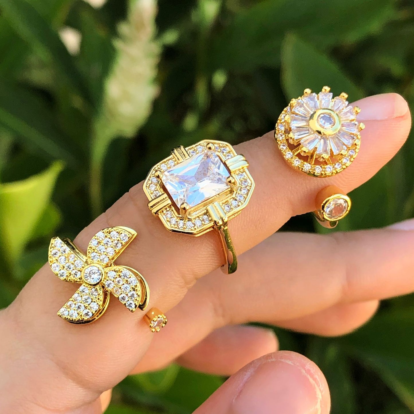 Anillo Anti-Ansiedad Gira Dorado Chapa de Oro 2y1