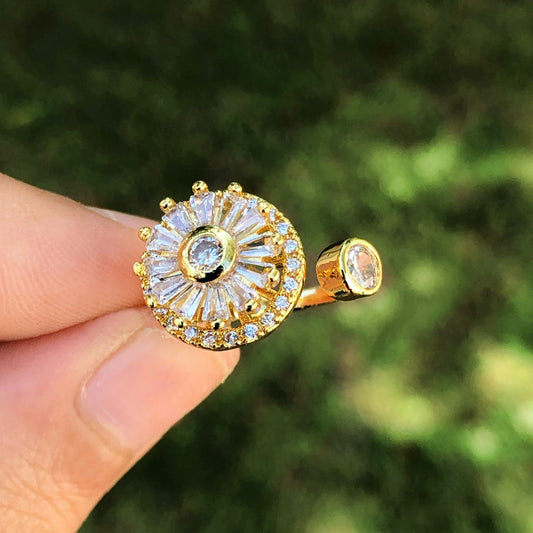 Anillo Anti-Ansiedad Gira Dorado Chapa de Oro 2y1
