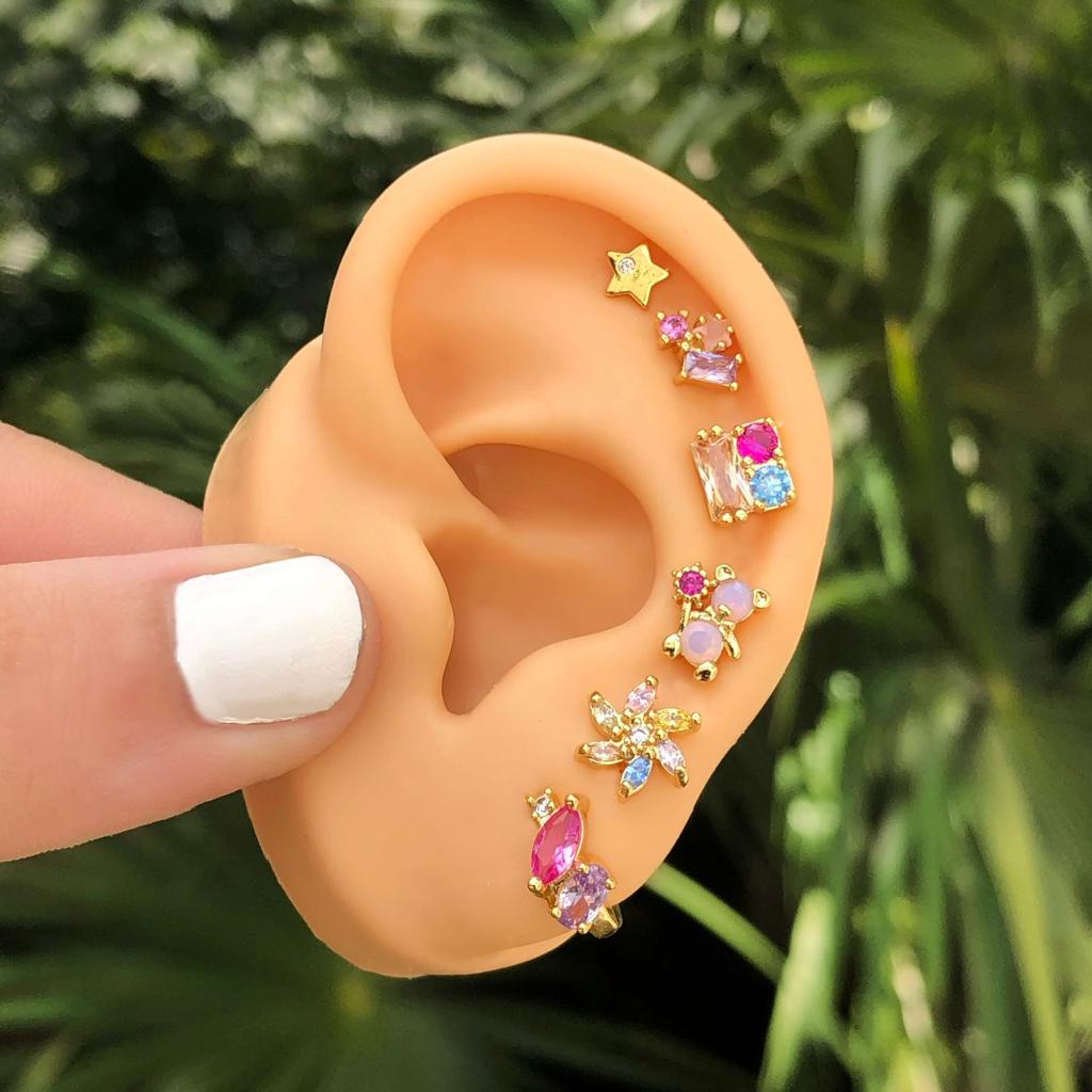 Aretes Dulces Cristales Chapa de Oro Az402