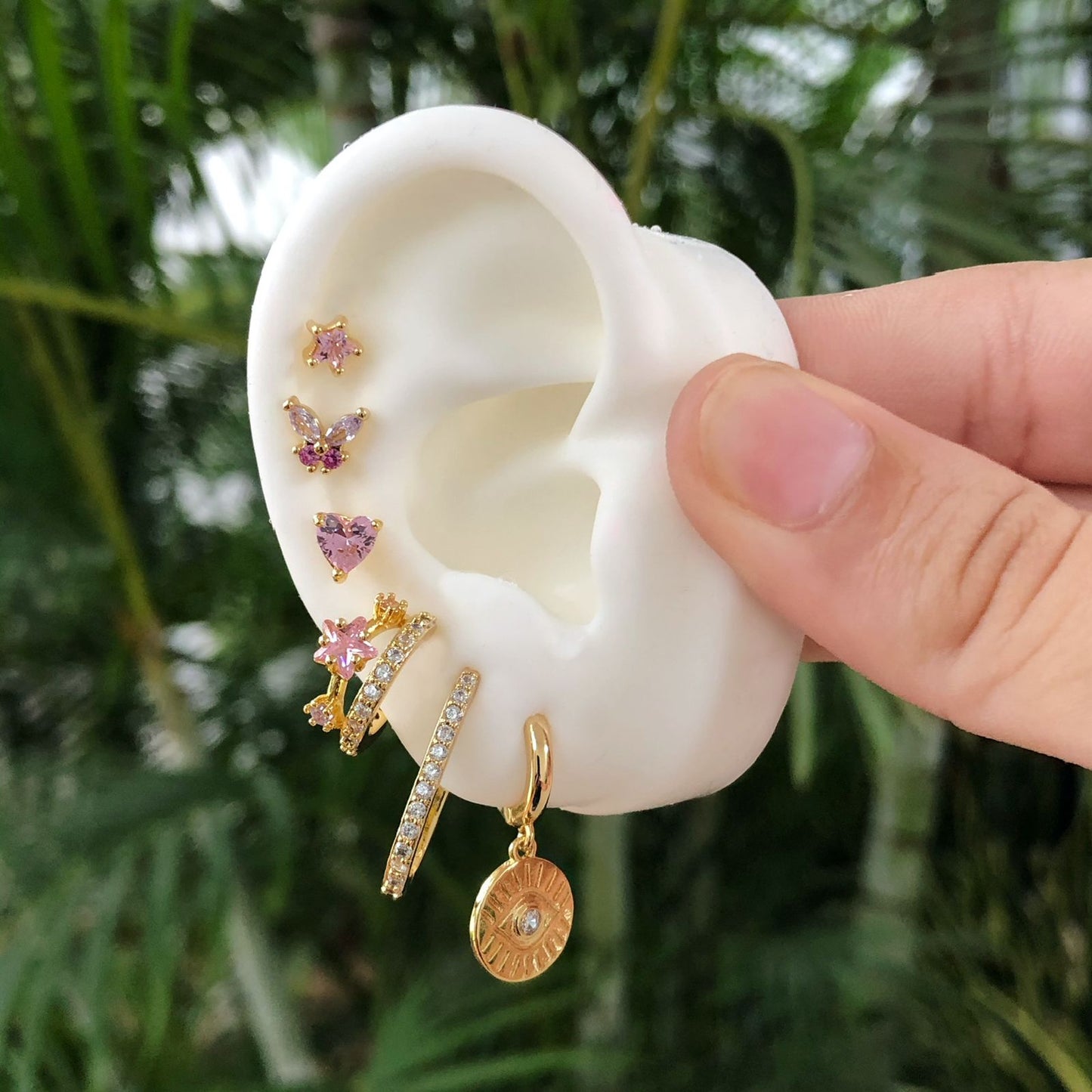 Aretes Estrella Rose Chapa de Oro Az135