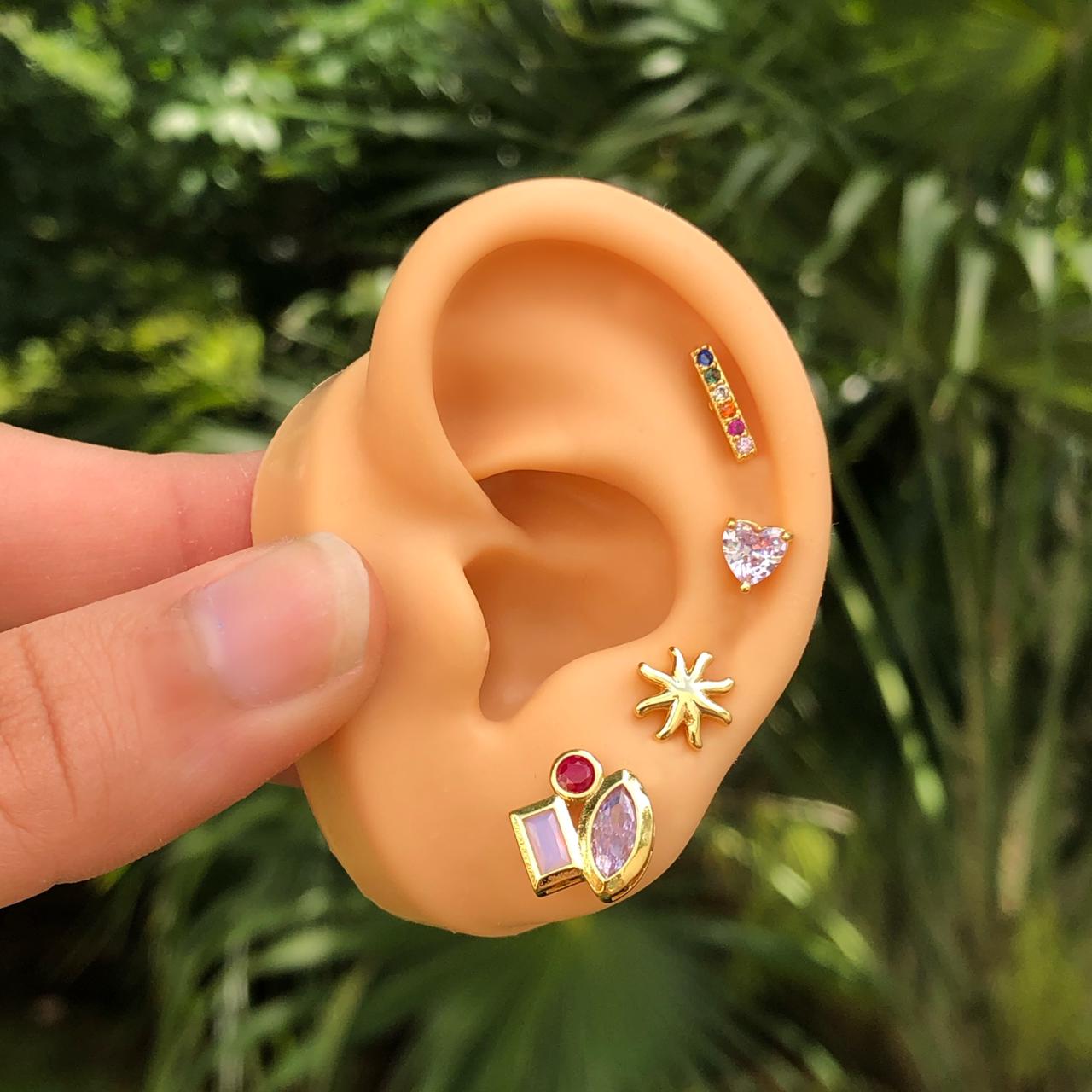 Aretes Sol Chapa de Oro Az88