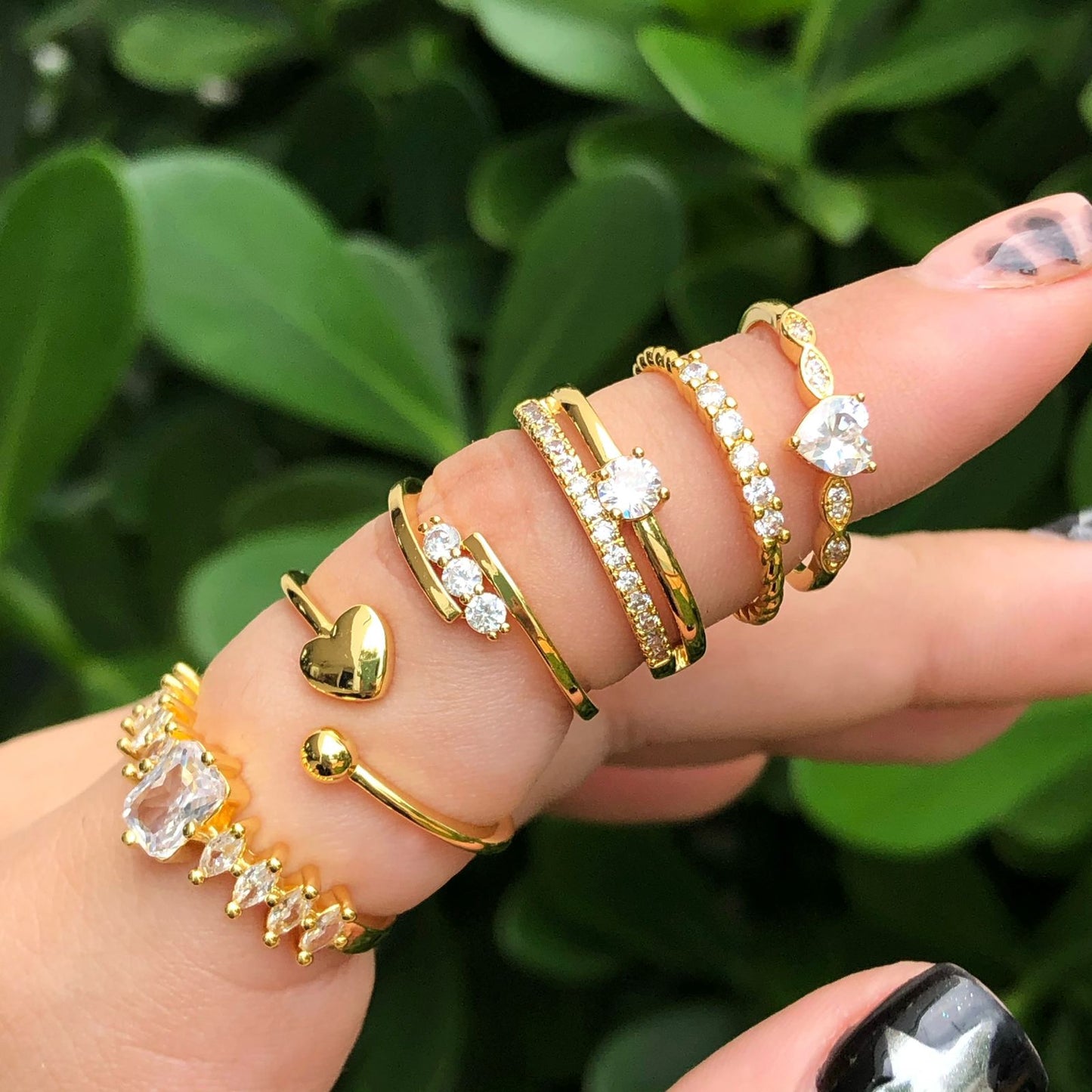 Anillo Zirconia Corazón Chapa de Oro