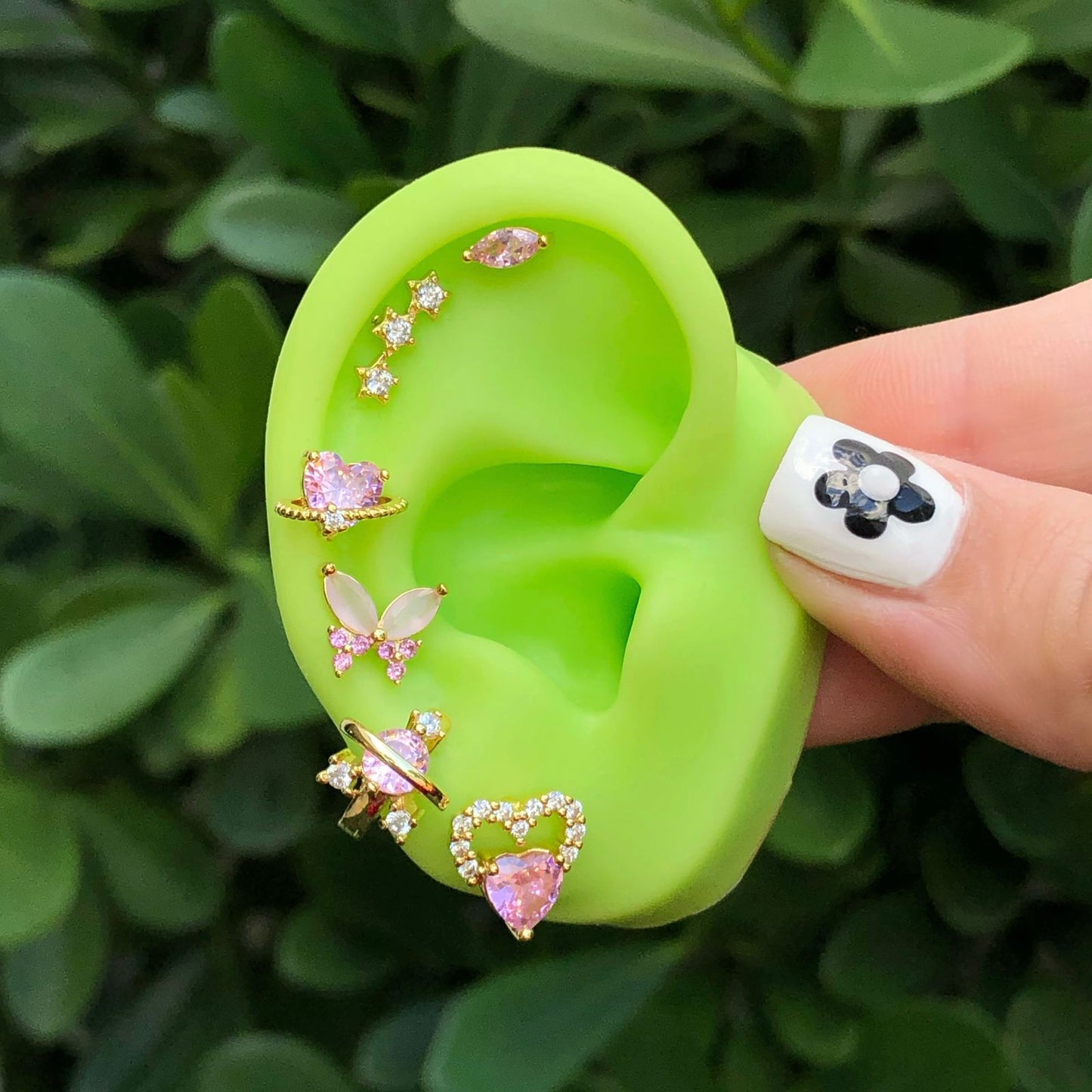 Aretes Zirconia Rosa Chapa de Oro Az121