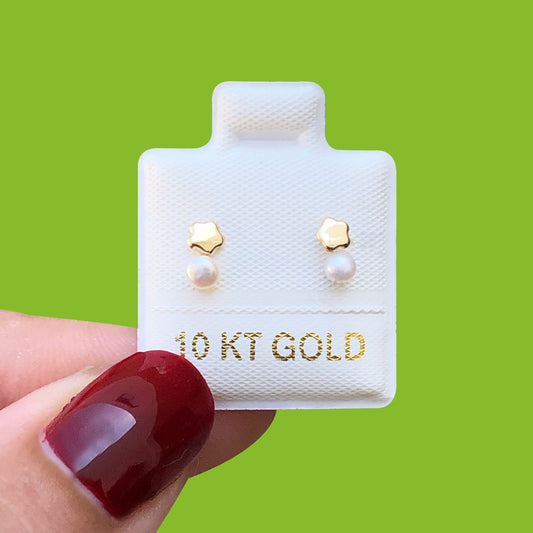 Broqueles Oro 10K Bby Flor Az438