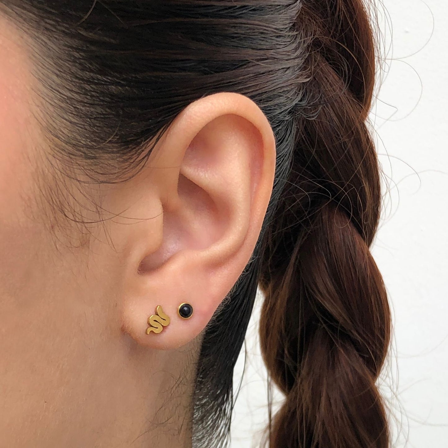 Set 2 Pz Piercings Dorado Serpiente Acero Inoxidable Az347