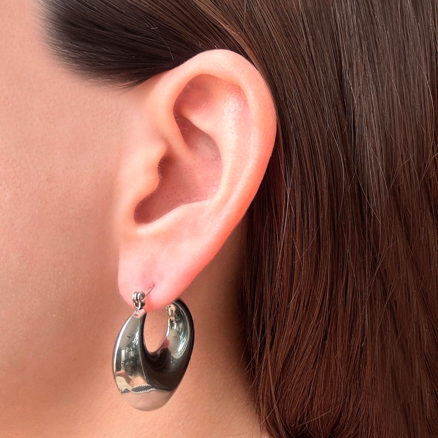 Aretes Arracada Plateada Acero Inoxidable 2T5