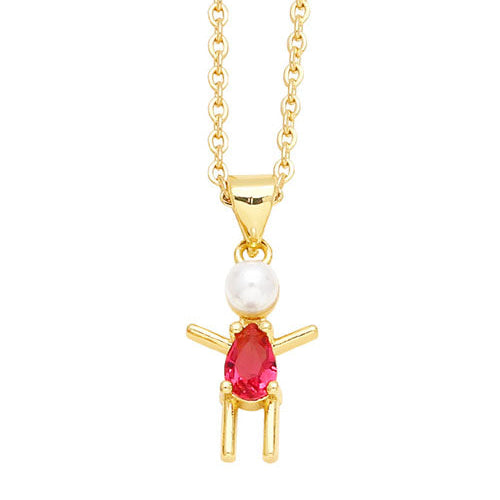 Collar Niña Rosa Chapa de Oro 1N4