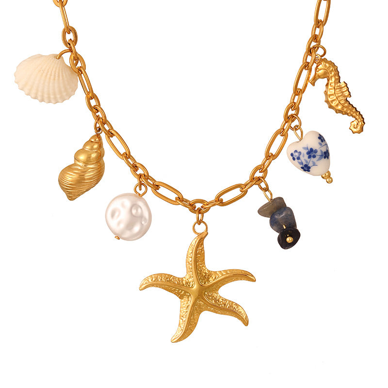Collar Dorado Charms Estrella Acero Inoxidable LU