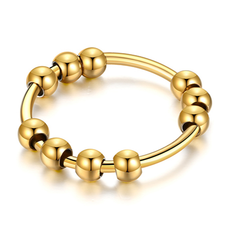 Anillo Anti-Ansiedad Bolitas Giratorias Acero Inoxidable
