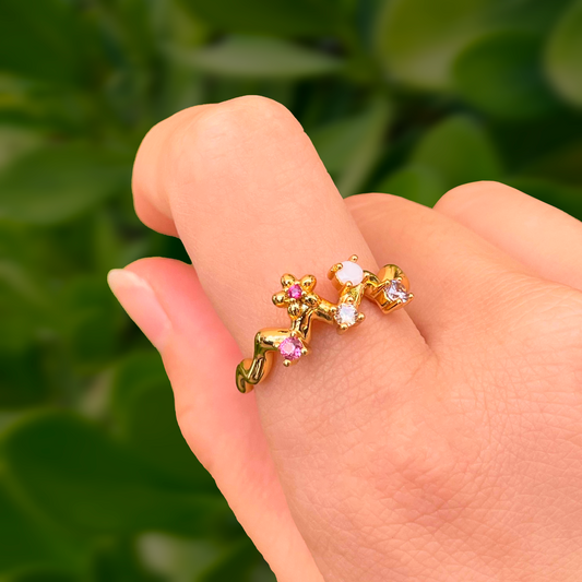 Anillo Unitalla Zirconias Chapa de Oro R737