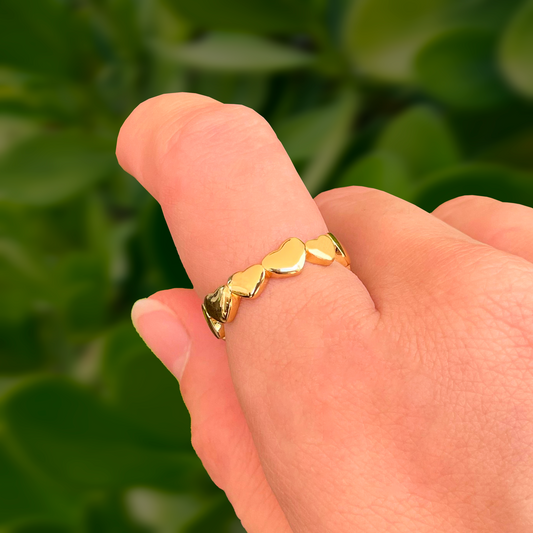 Anillo Corazones Dorados Chapa de Oro