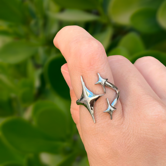Anillo Plateado Estrellas Acero Inoxidable 1z2