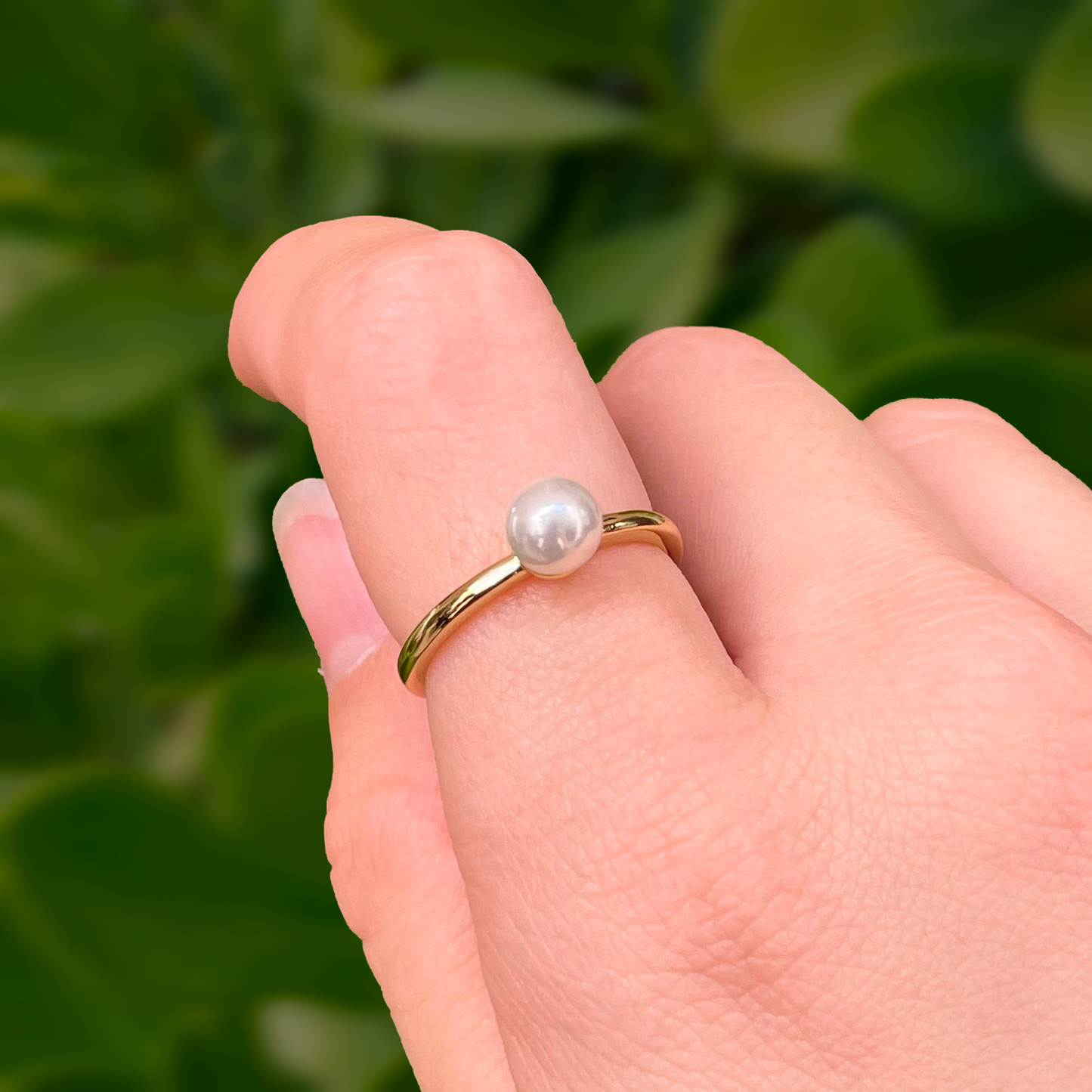 Anillo Perla Chapa de Oro 18K Ajustable C678