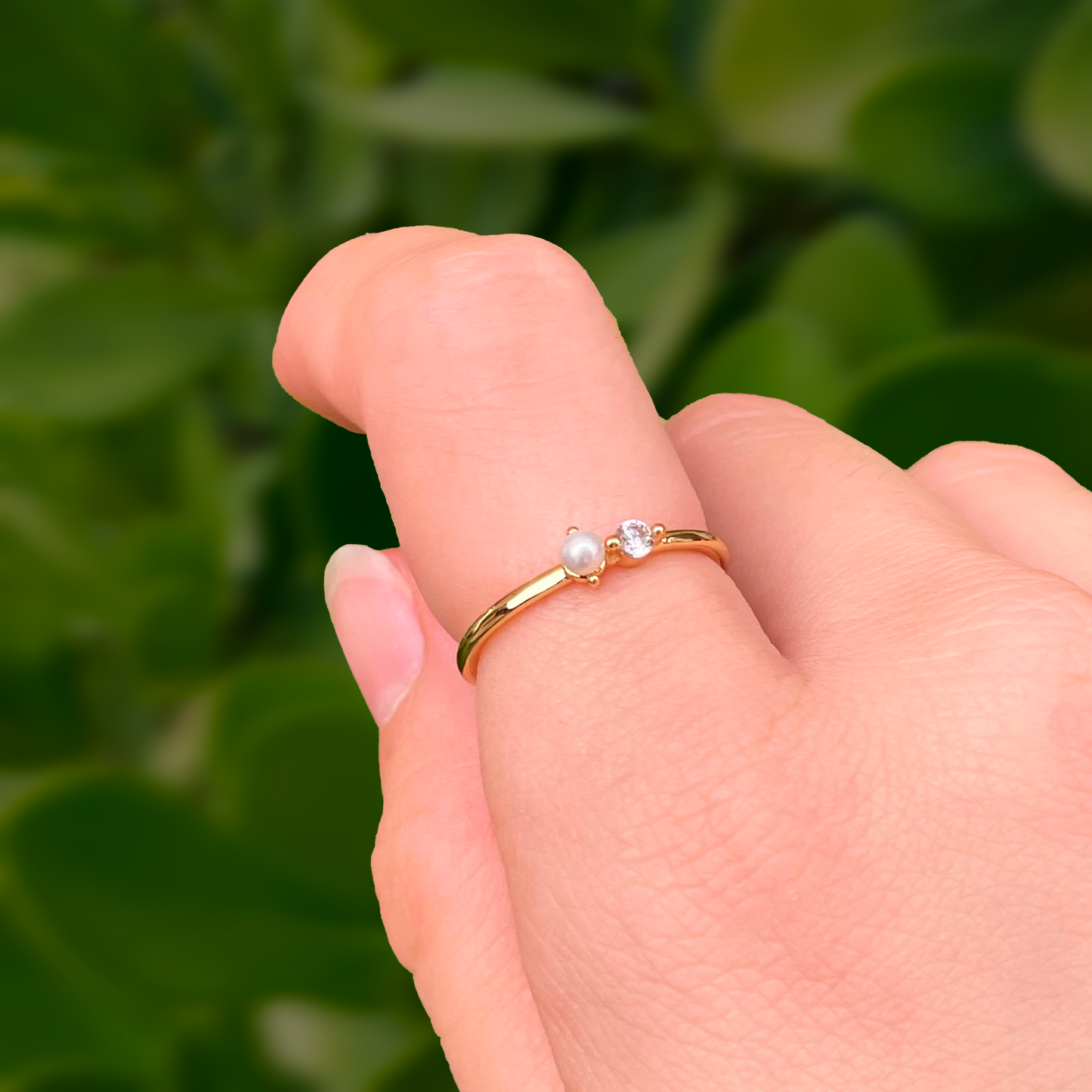 Anillo Perla Chapa de Oro