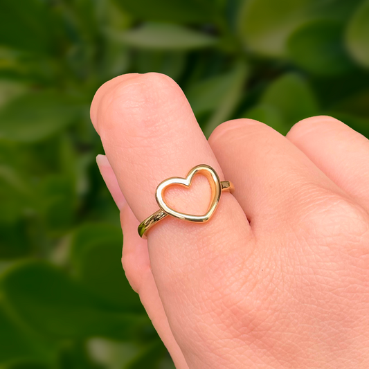 Anillo Corazón Chapa de Oro Ajustable C683