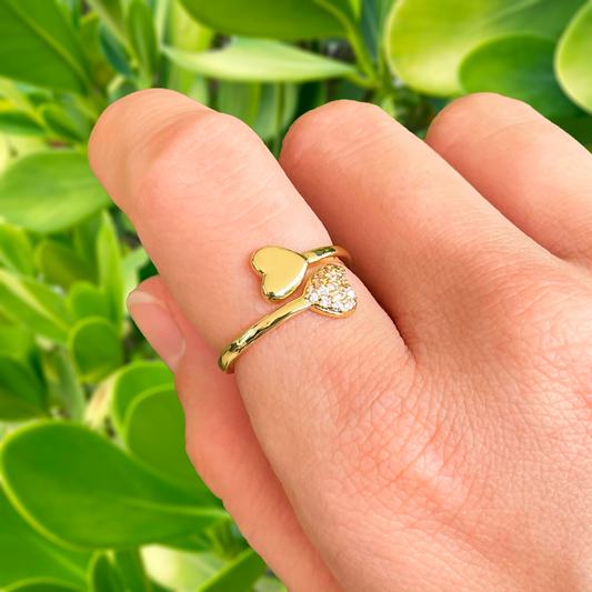 Anillo Corazones Dorados Ajustable Chapa de Oro R19