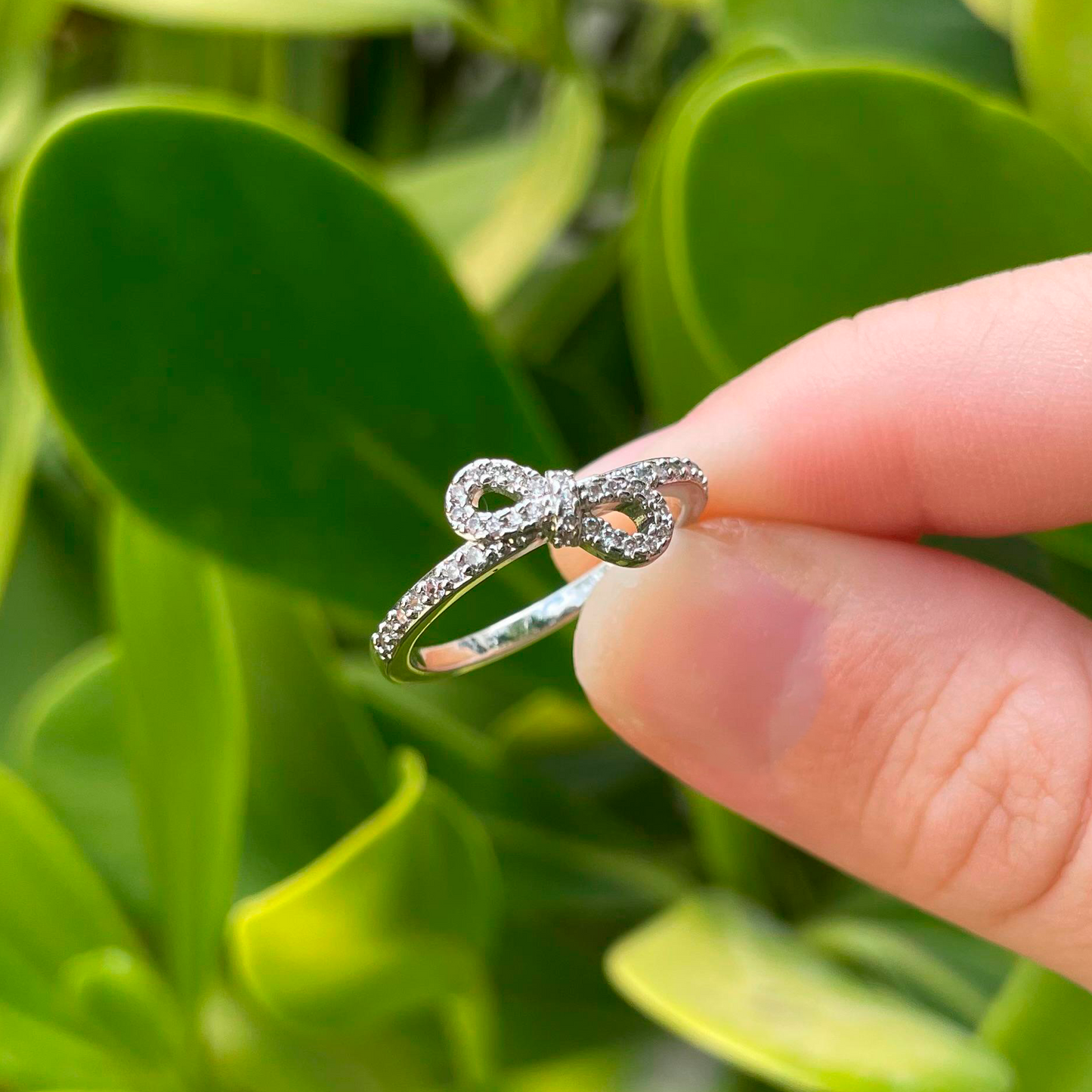 Anillo Moño Plateado Chapa de Oro