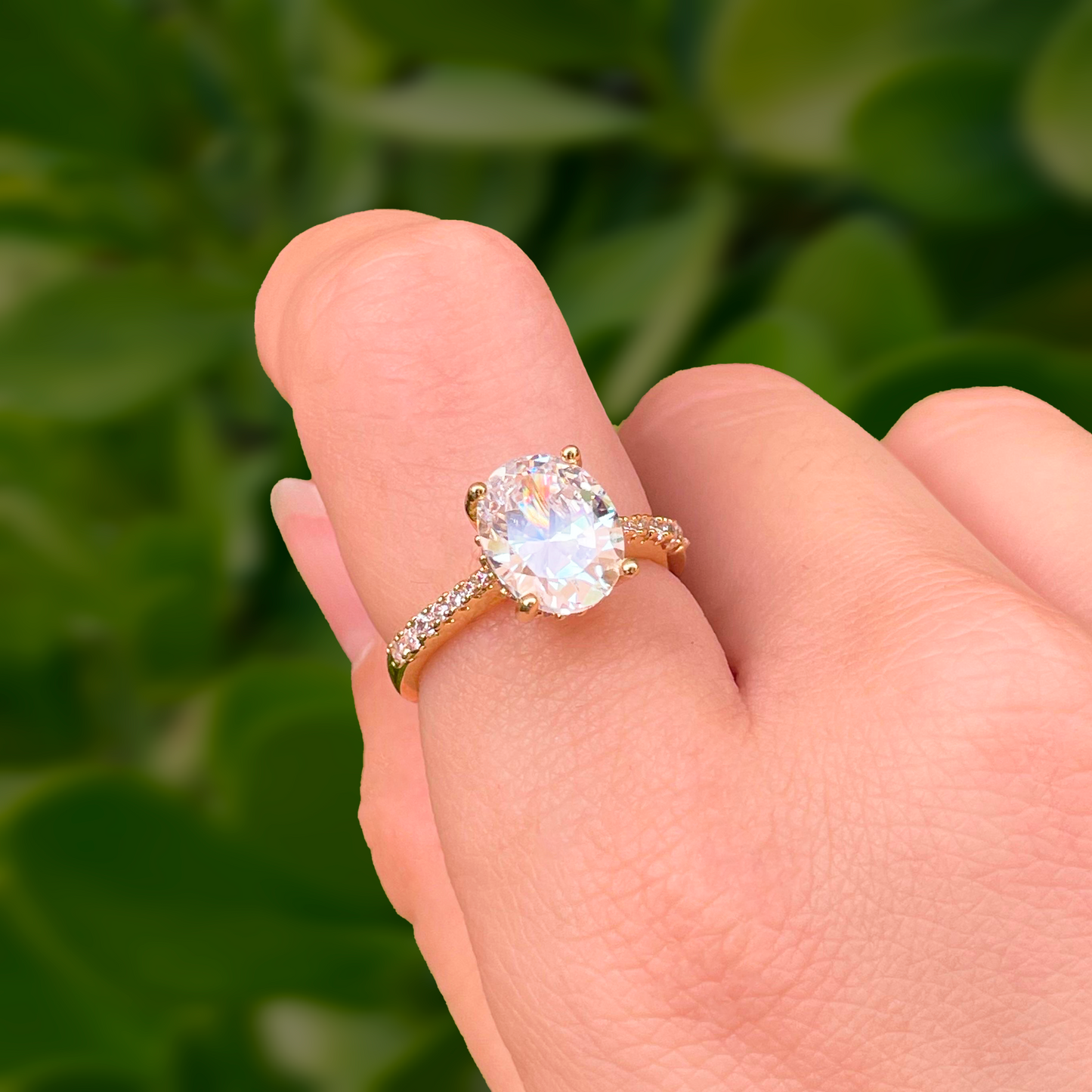 Anillo Dorado Zirconia Blanca Talla 6 Chapa de Oro Az286