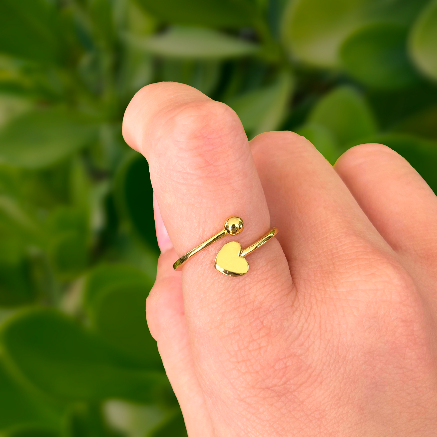 Anillo Corazón Bolita Dorado Ajustable Chapa de Oro C685