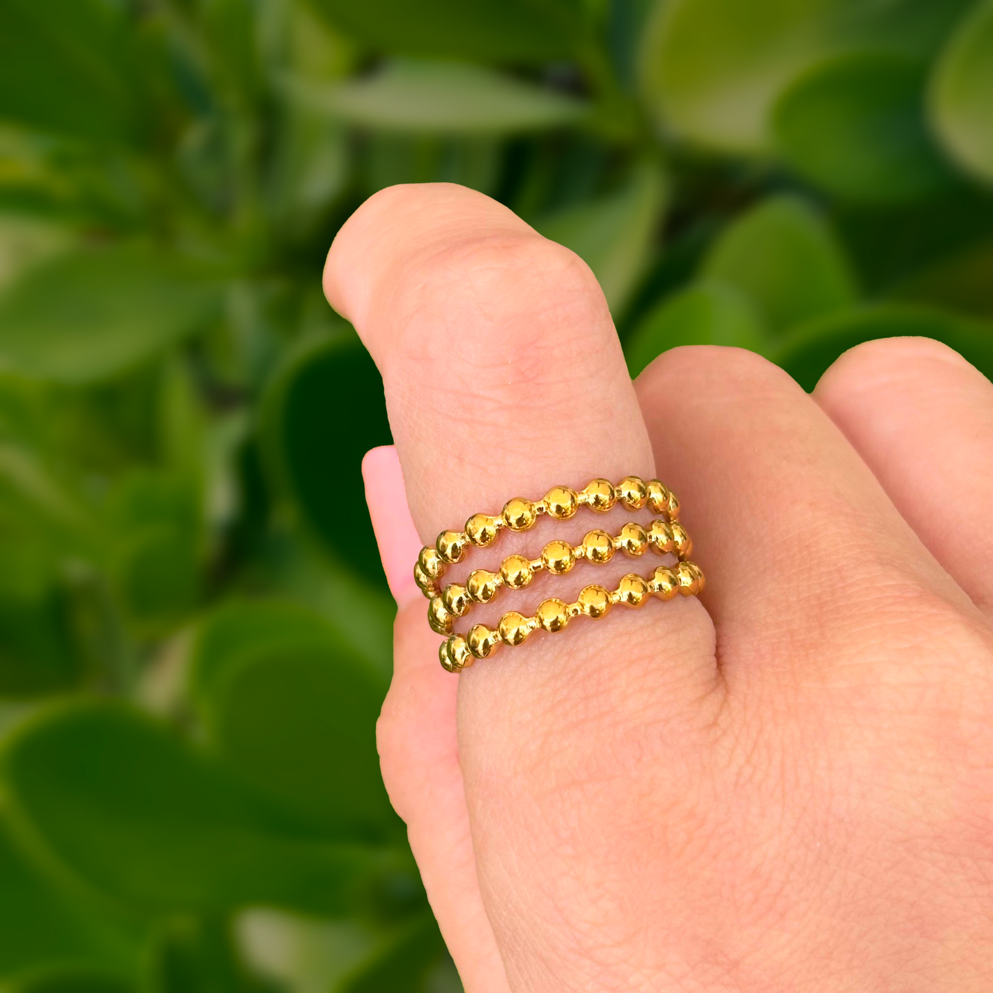 Anillo 3Capas Bolitas Acero Inoxidable 2Z5