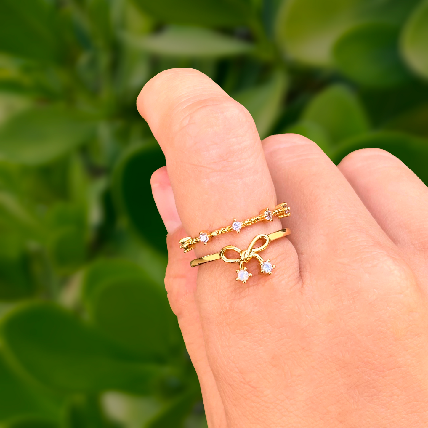 Anillo Dorado Doble Lazo Chapa de Oro C700