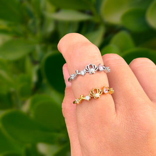 Anillo Perla y Concha Ajustable Chapa de Oro