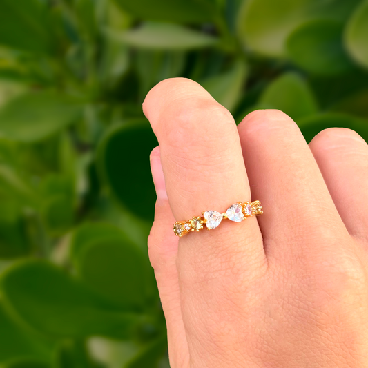 Anillo Moño Zirconias Ajustable Chapa de Oro C694