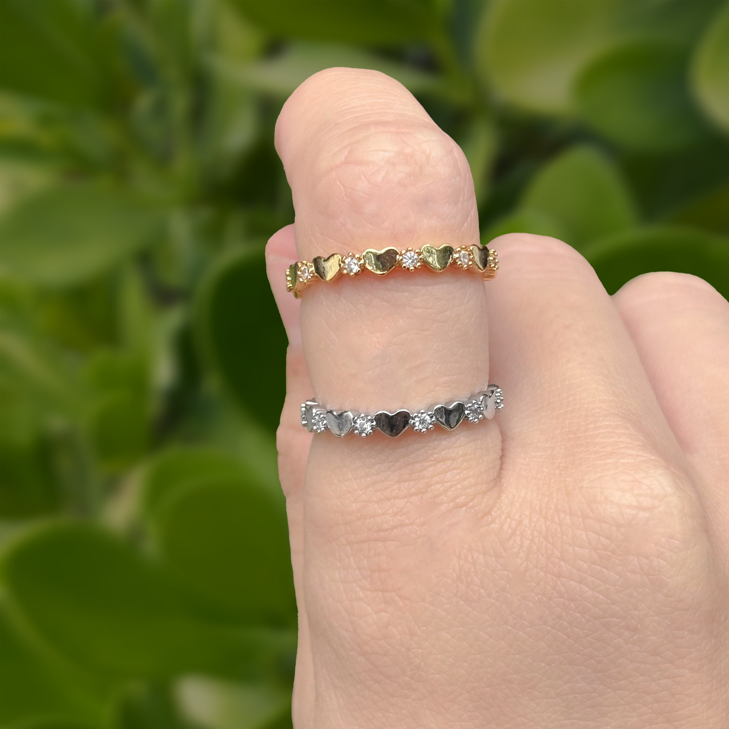 Anillo Corazones Ajustable Chapa de Oro