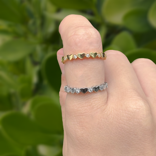 Anillo Corazones Ajustable Chapa de Oro