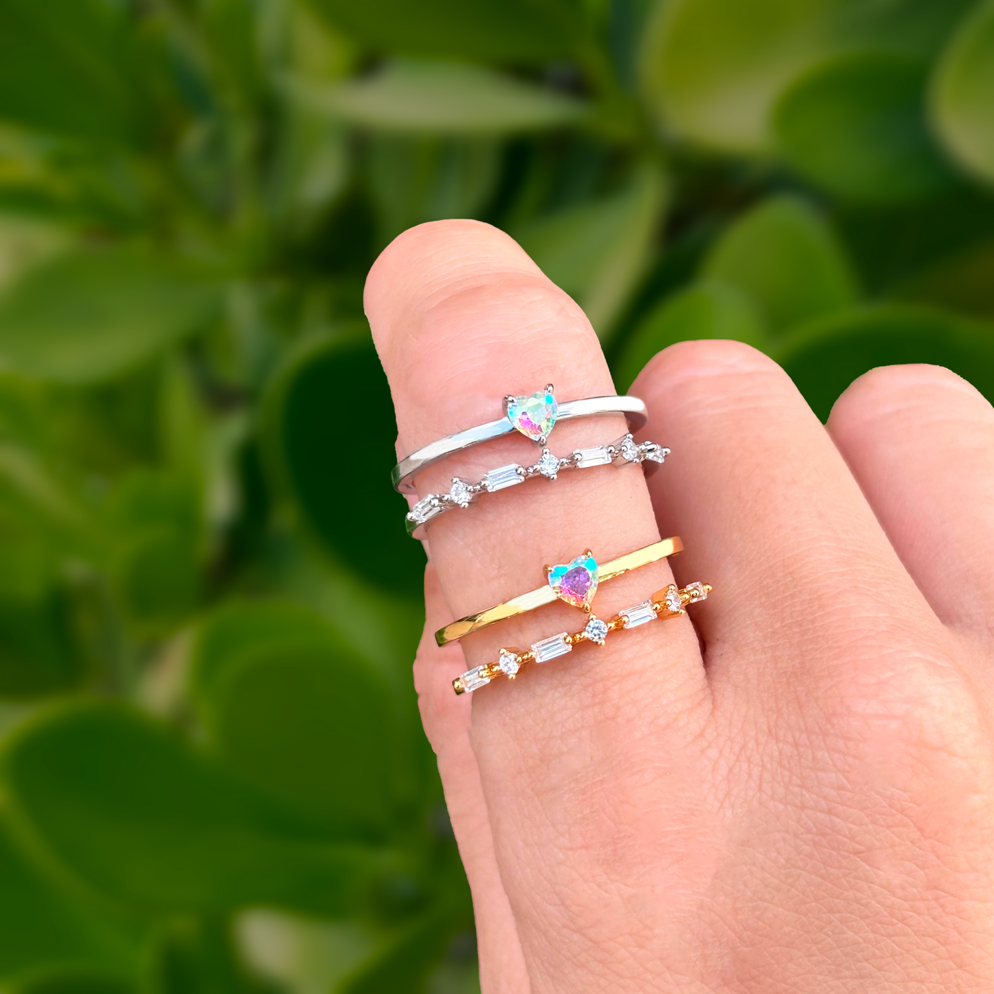 Anillo Doble con Corazón Ajustable Chapa de Oro